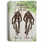 Personalized Happiness Is Cycling With You Framed Canvas - Unframed Poster - Funny Cycling Gift, White, 0.75'' Framed Canvas