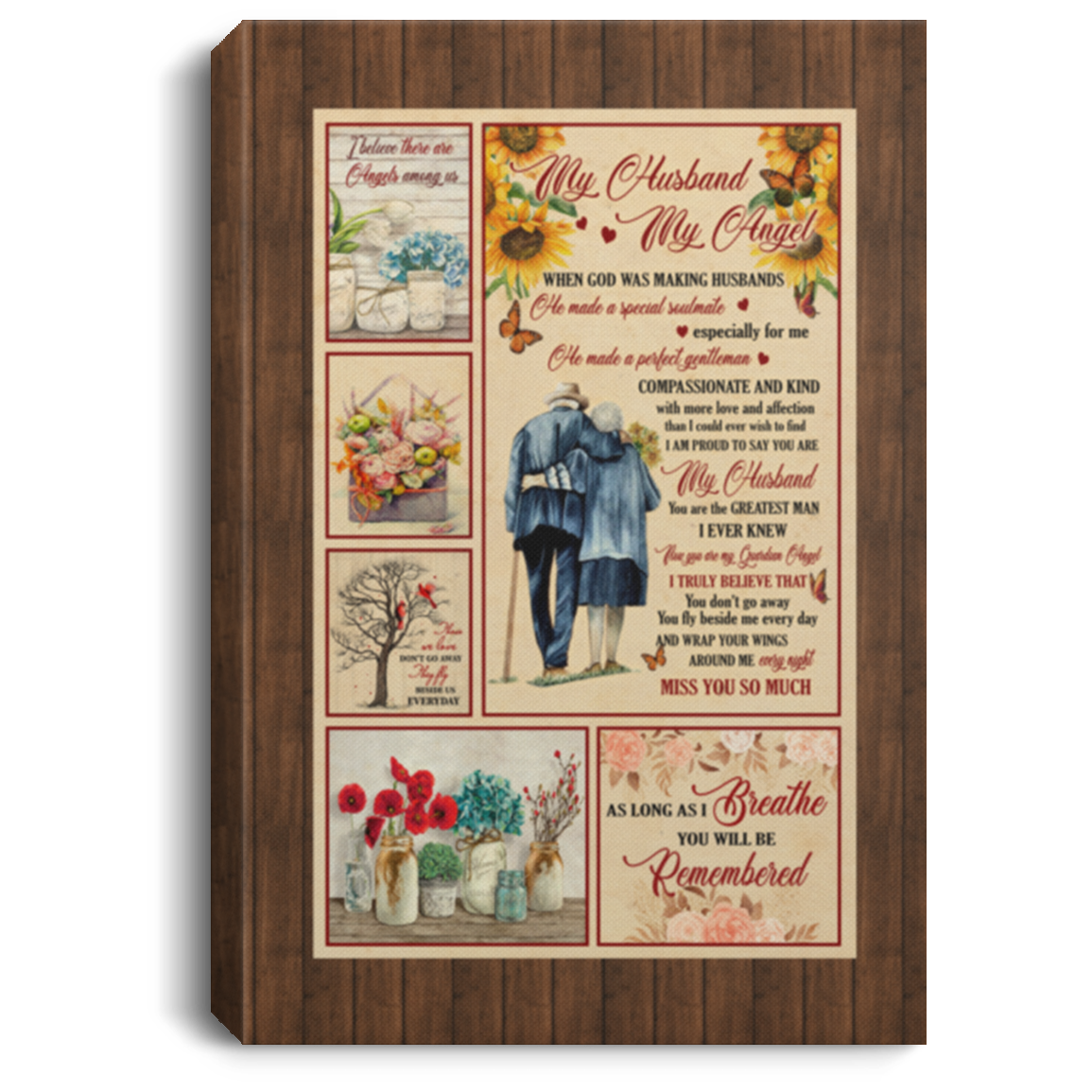 My Husband My Angel Framed Canvas - When God Was Making Husbands Unframed Poster, White, 0.75'' Framed Canvas My Husband My Angel Framed Canvas - When God Was Making Husbands Unframed Poster, White, 0.75'' Framed Canvas