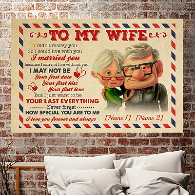Alternative view of Personalized Love Letter To My Wife I Didn't Marry You So I Could Live Framed Canvas - Airmail Unframed Poster