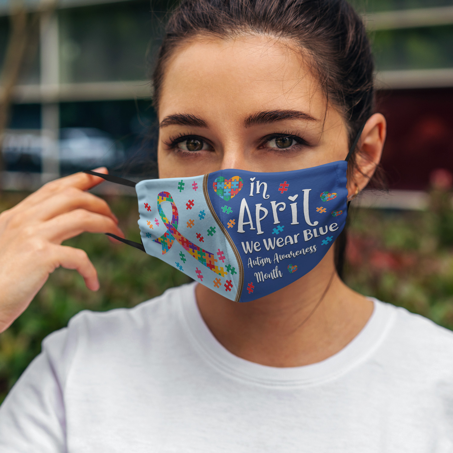 11VT. In April Wear Blue Autim mask mockup