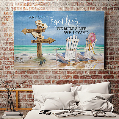 Alternative view of Personalized Beach And So Together We Built A Life We Loved Couple Framed Canvas Prints - Unframed Poster