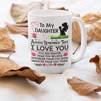 Alternative view of Silhouette Mom Daughter To My Daughter Always Remember That I Love You Coffee Mug - Beer Stein - Water Bottle