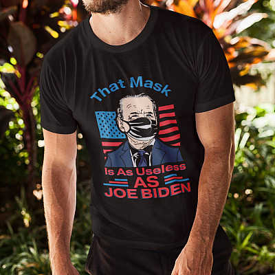 Alternative view of That Mask Is as Useless as Joe Biden Buck Fiden Not My President Pro Trump T-Shirt - V-Neck Tee