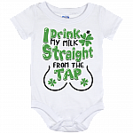 I Drink My Milk Straight from the Tap Funny Baby Onesie - Toddler Baby Infant Bodysuit, White, Baby Onesie - 12 Month