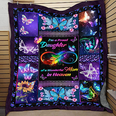 Alternative view of I'm A Proud Daughter Of A Wonderful Mom In Heaven Fleece Blanket - Mink Sherpa Blanket - Woven Blanket