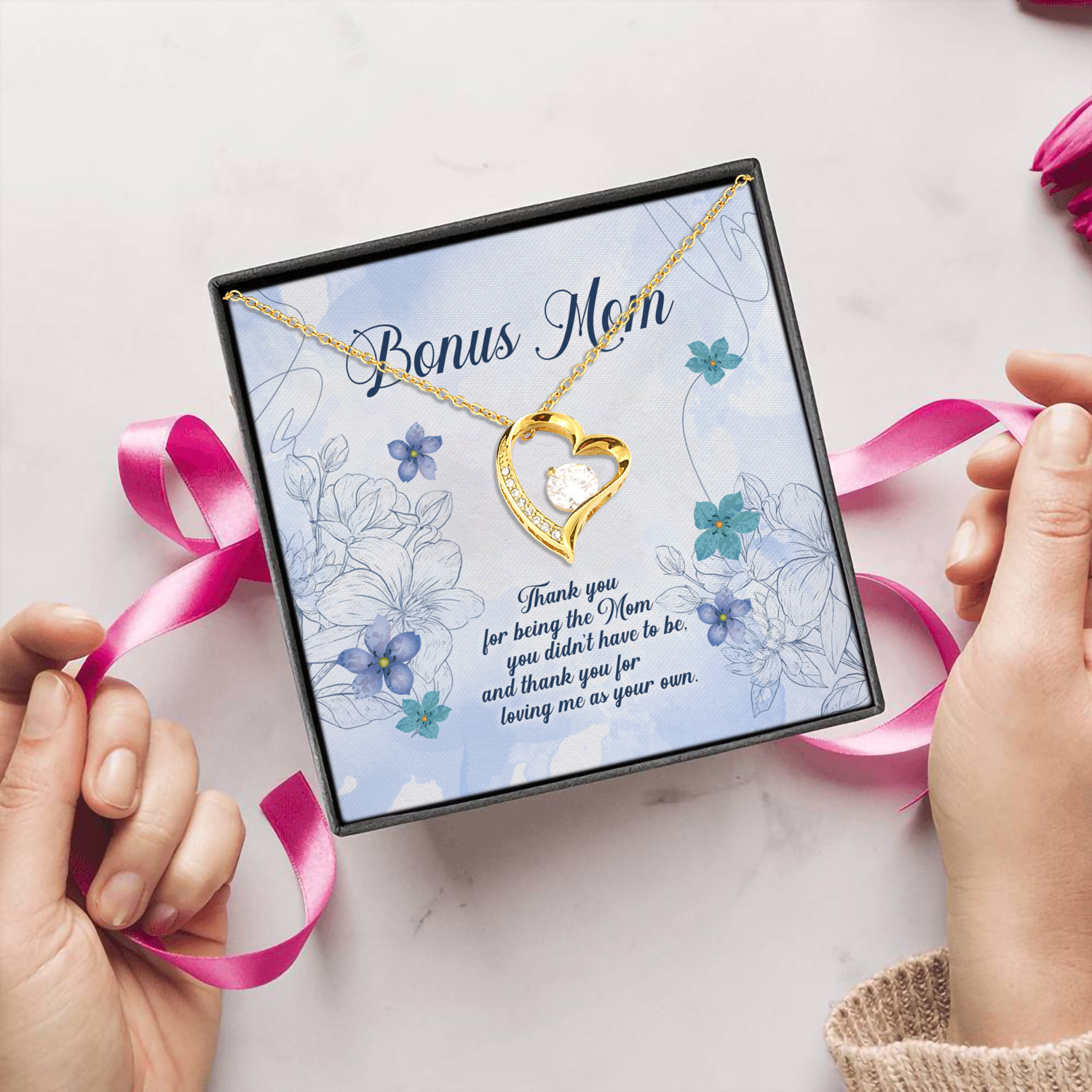 11Th. Loving Me As Your Own card (4) Forever Love Necklace (Gold) 5