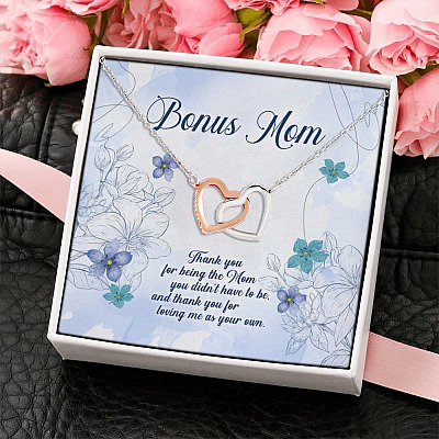 Alternative view of Bonus Mom Thank You For Being The Mom You Didn't Have To Be Interlocking Hearts Pendant Necklace