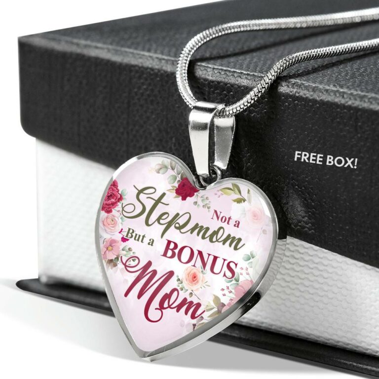 Not A Stepmom But A Bonus Mom Heart Pendant Necklace - Mother's Day Gifts For The Bonus Mom - Heart Luxury Necklace (Silver)
