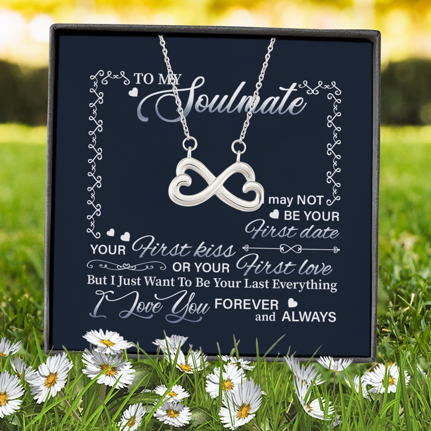 9VT. To My Soulmate Not Be Your First Date Infinity Heart Necklace (Silver) 7