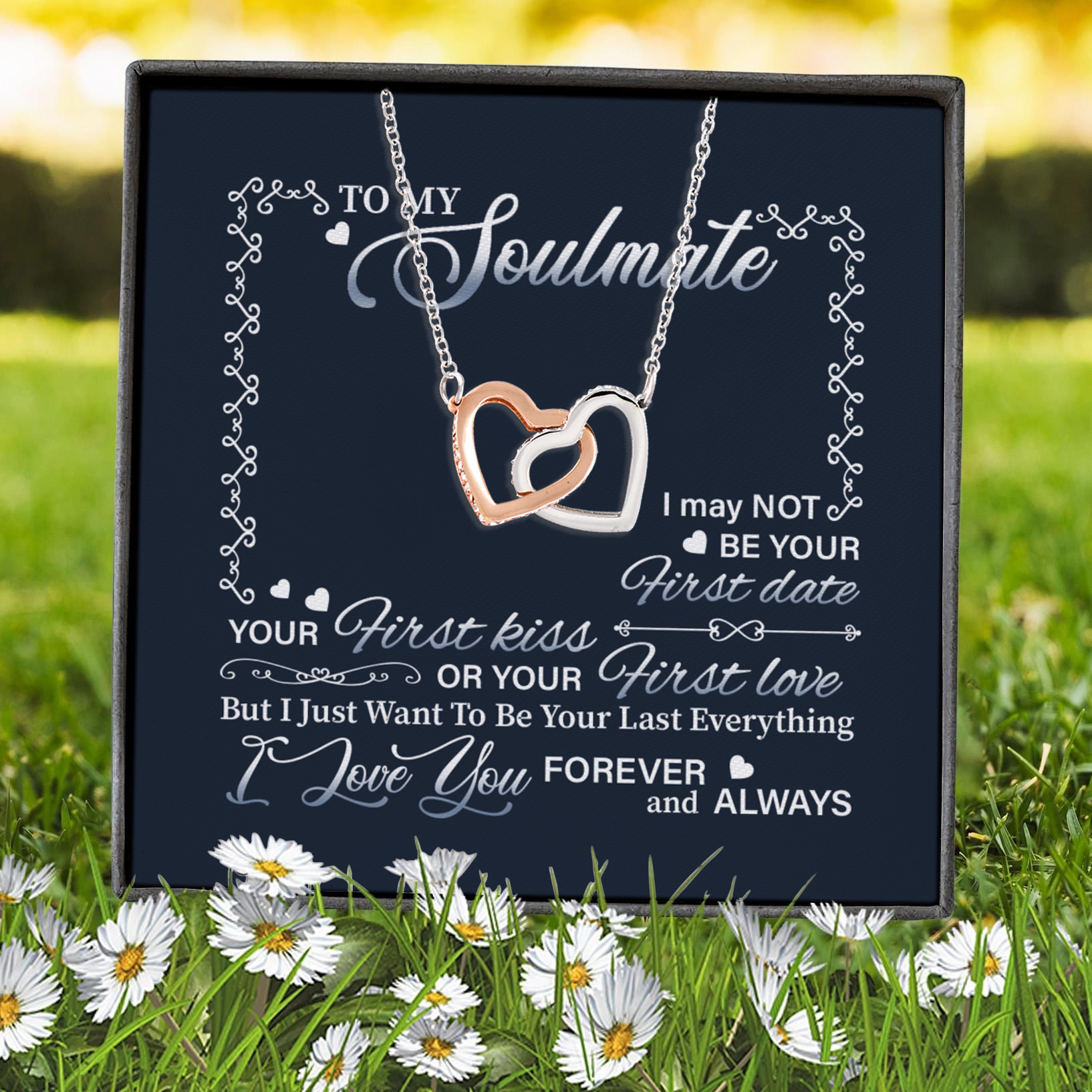 9VT. To My Soulmate Not Be Your First Date Interlocking Hearts Necklace 7