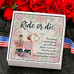 Best Friend Ride or Die Thank You for Always Being There for Me Interlocking Heart Pendant Necklace
