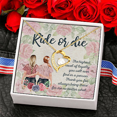 Best Friend Ride or Die Thank You for Always Being There for Me Forever Love Pendant Necklace