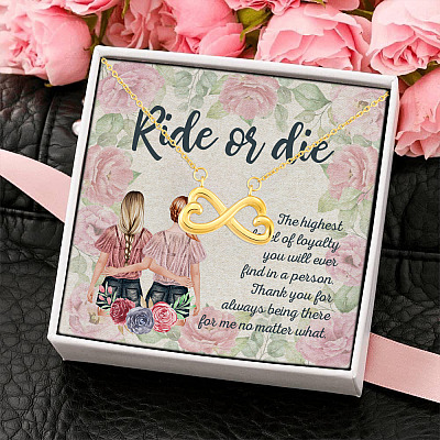 Alternative view of Best Friend Ride or Die Thank You for Always Being There for Me Infinity Heart Pendant Necklace