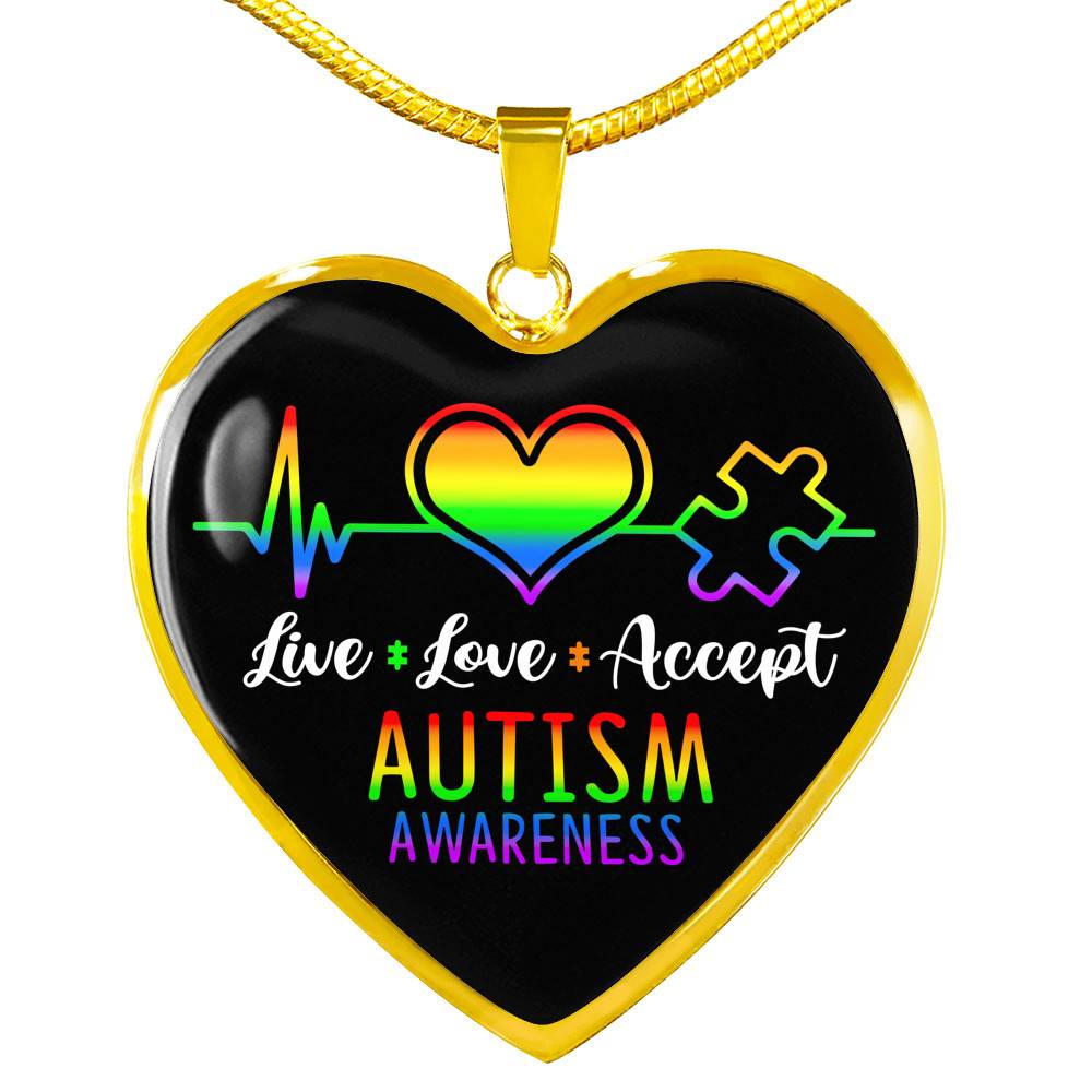 Live Love Accept Autism Awareness Heart Pendant Necklace - Autism Awareness Gifts - Heart Luxury Necklace (Gold Plated) Live Love Accept Autism Awareness Heart Pendant Necklace - Autism Awareness Gifts - Heart Luxury Necklace (Gold Plated)