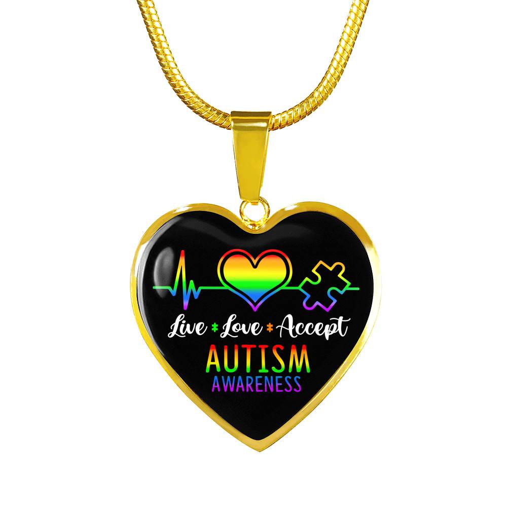 Live Love Accept Autism Awareness Heart Pendant Necklace - Autism Awareness Gifts - Heart Luxury Necklace (Gold Plated) Live Love Accept Autism Awareness Heart Pendant Necklace - Autism Awareness Gifts - Heart Luxury Necklace (Gold Plated)