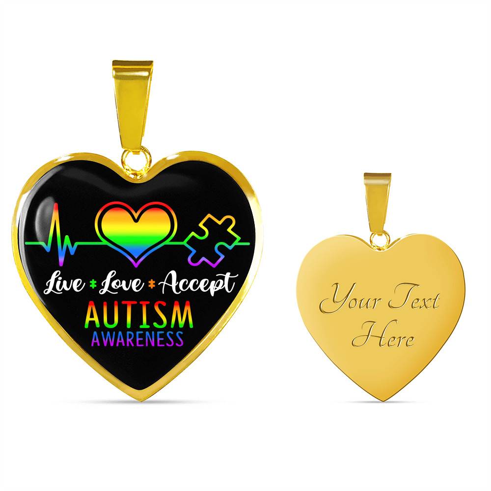 Live Love Accept Autism Awareness Heart Pendant Necklace - Autism Awareness Gifts - Heart Luxury Necklace (Gold Plated) Live Love Accept Autism Awareness Heart Pendant Necklace - Autism Awareness Gifts - Heart Luxury Necklace (Gold Plated)
