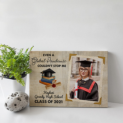Alternative view of Personalized Photo Even A Global Pandemic Couldn't Stop Me Class Of 2021 Senior Framed Canvas Prints - Unframed Poster