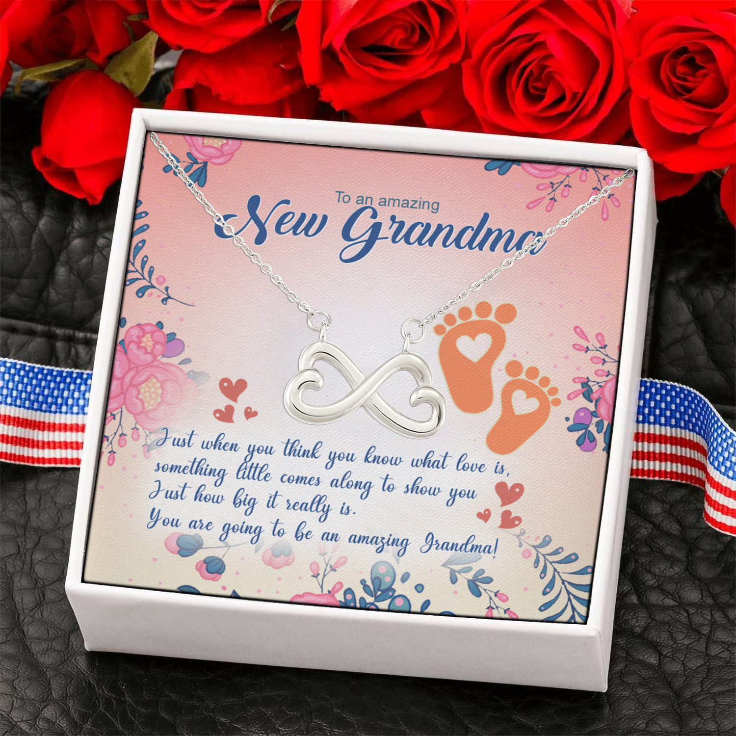 4KNG. New Grandma Infinity Heart Necklace (Silver) 6