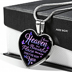 I Know Heaven Is A Beautiful Place Because They've Got You Memorial Butterflies Quote Heart Pendant Necklace - Heart Luxury Necklace (Silver)