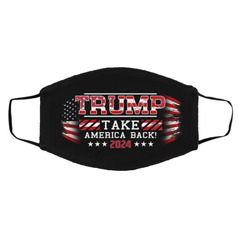 Trump Take America Back, Black, Cloth Face Cover – Medium/Large