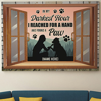 Alternative view of Personalized Dog Lover Gift Framed Canvas Prints - In My Darkest Hour I Reached for a Hand and Found a Paw Unframed Poster