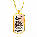 To My Son Truck Driver Never Forget That I Love You Don't Do Stupid Funny Dog Tag Pendant Necklace From Mom - Dog Tag (Gold Plated)