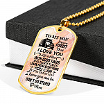 To My Son Truck Driver Never Forget That I Love You Don't Do Stupid Funny Dog Tag Pendant Necklace From Mom - Dog Tag (Gold Plated)