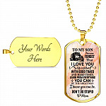 To My Son Truck Driver Never Forget That I Love You Don't Do Stupid Funny Dog Tag Pendant Necklace From Mom - Dog Tag (Gold Plated)