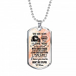 To My Son Truck Driver Never Forget That I Love You Don't Do Stupid Funny Dog Tag Pendant Necklace From Mom - Dog Tag (Silver)