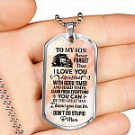 To My Son Truck Driver Never Forget That I Love You Don't Do Stupid Funny Dog Tag Pendant Necklace From Mom - Dog Tag (Silver)
