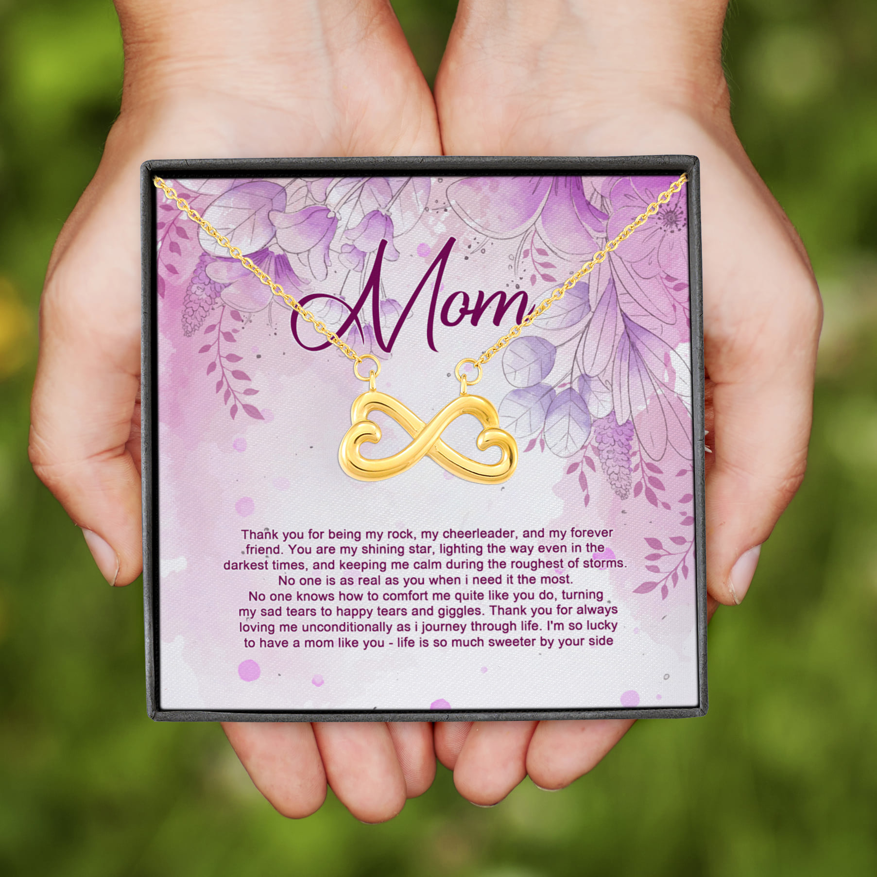 6NH. Being My Rock mom Infinity Heart Necklace (Gold)