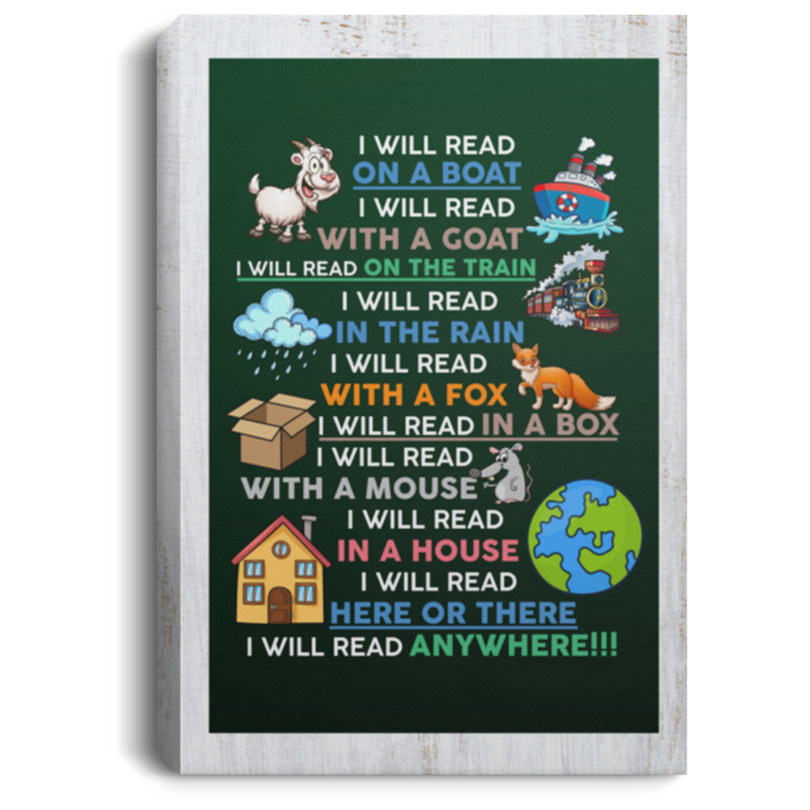 I Will Read On A Boat I Will Read Anywhere Gallery Wrapped Framed Canvas Prints - Unframed Poster, White, 0.75'' Framed Canvas I Will Read On A Boat I Will Read Anywhere Gallery Wrapped Framed Canvas Prints - Unframed Poster, White, 0.75'' Framed Canvas