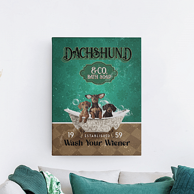 Alternative view of Dachshund And Co Bath Soap Established 1959 Framed Canvas Prints - Wash Your Wiener Unframed Poster