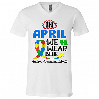 autism shirt, White, V-Neck T-Shirt