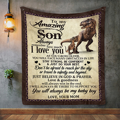 Alternative view of To My Amazing Son Always Remember How Much I Love You Mink Blanket - Blanket From Mom Woven Blanket