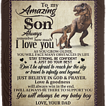 To My Amazing Son Always Remember How Much I Love You Mink Blanket - Blanket From Dad Woven Blanket, White, Cozy Plush Fleece Blanket - 50x60