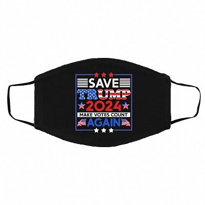 Save Trump Hat, Black, Cloth Face Cover – Medium/Large