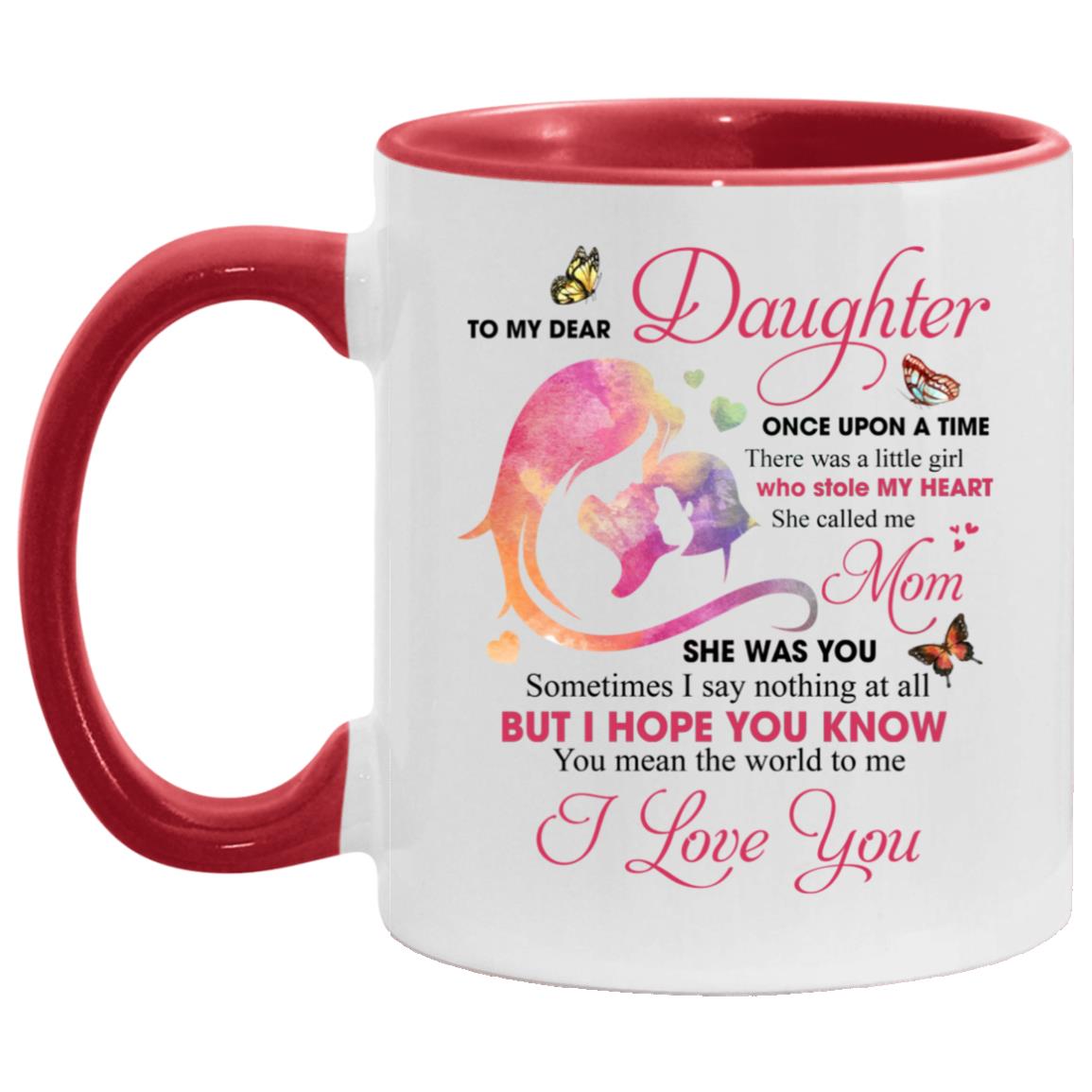 Daughter mug, White/Red, 11 oz. Accent Mug