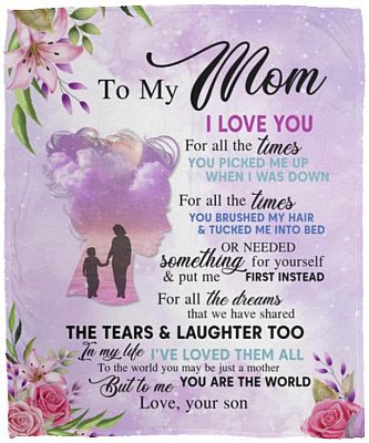 To My Mom From Son, White, Cozy Plush Fleece Blanket - 50x60