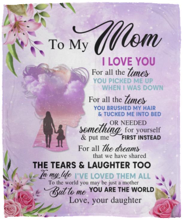My Mom From Daughter, White, Cozy Plush Fleece Blanket - 50x60
