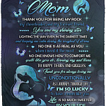 Mom Thank You Blanket, White, Cozy Plush Fleece Blanket - 50x60