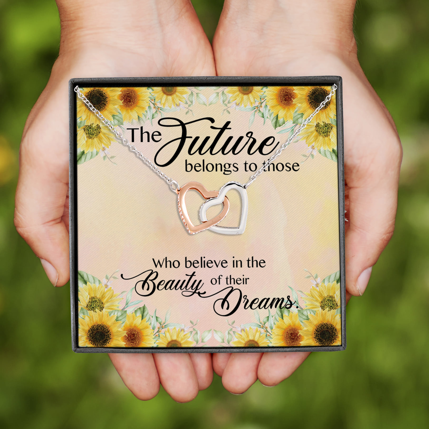 5NH. Future Belongs Interlocking Hearts Necklace
