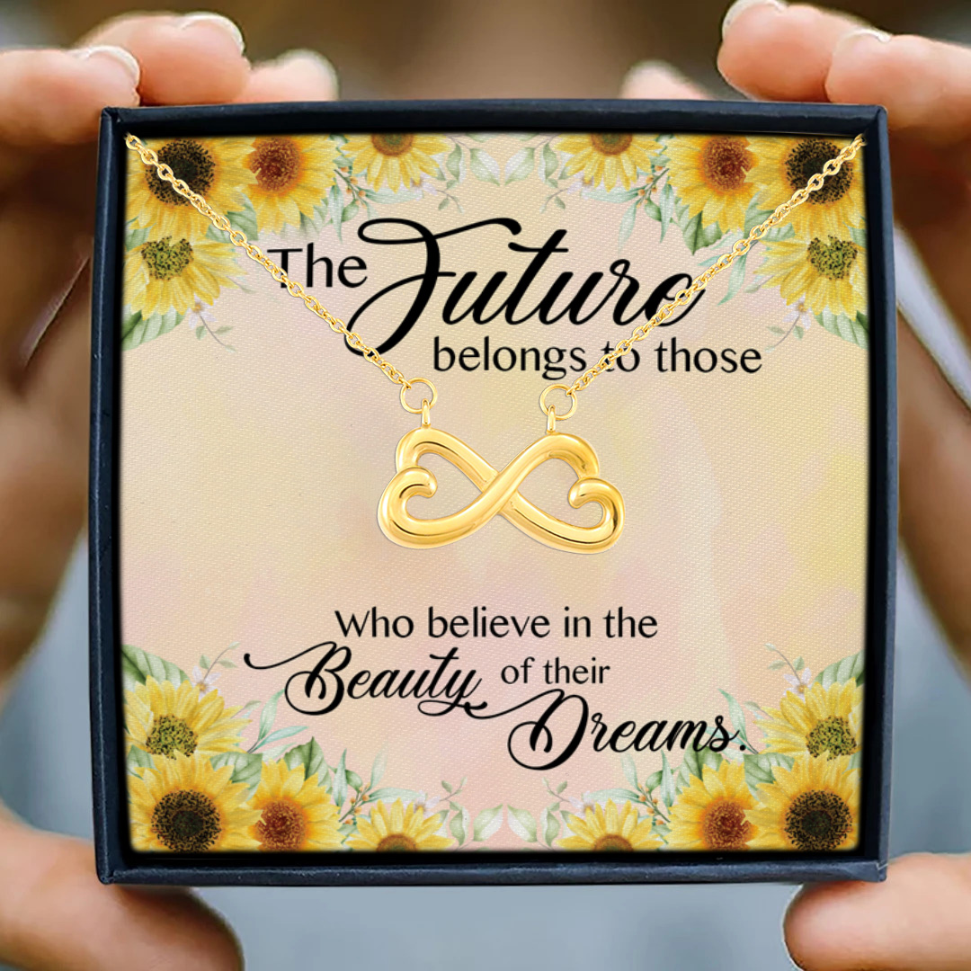 5NH. Future Belongs Infinity Heart Necklace (Gold) 3