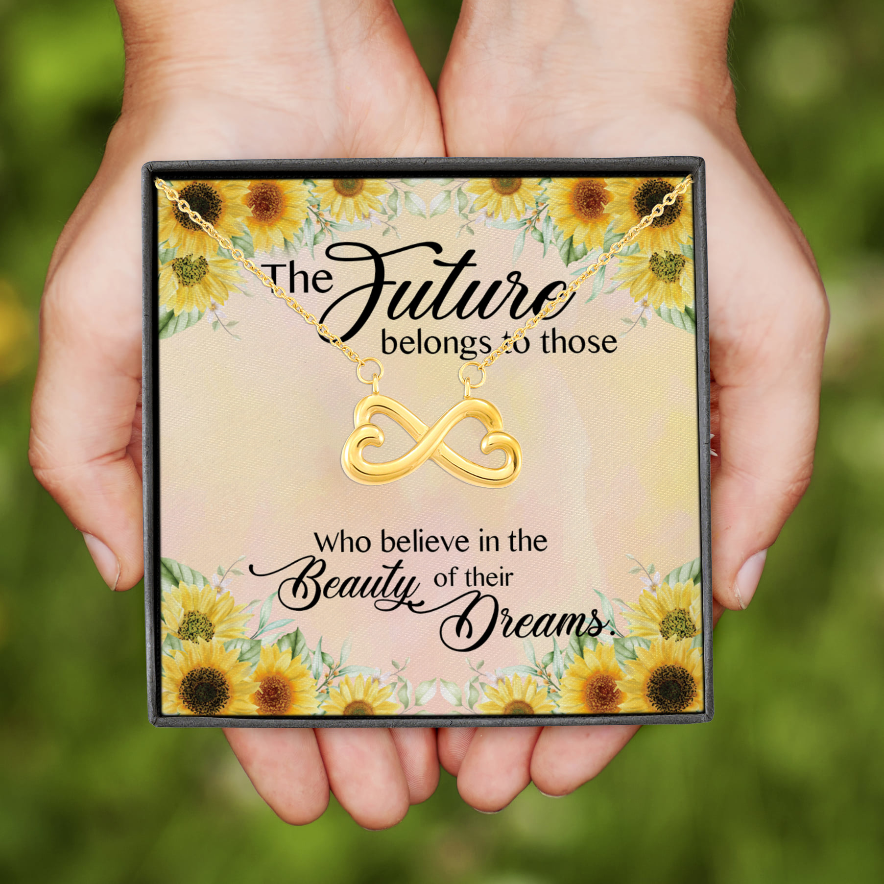 5NH. Future Belongs Infinity Heart Necklace (Gold)