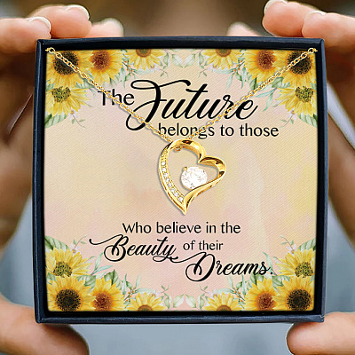 Alternative view of The Future Belongs To Those Who Believe In The Beauty Of Their Dreams Forever Love Pendant Necklace