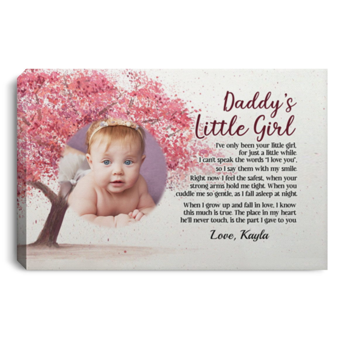 Personalized Photo Daddy's Little Girl Gallery Wrapped Framed Canvas Prints-Poster-Home Decor Wall Art, White, 0.75'' Framed Canvas Personalized Photo Daddy's Little Girl Gallery Wrapped Framed Canvas Prints-Poster-Home Decor Wall Art, White, 0.75'' Framed Canvas