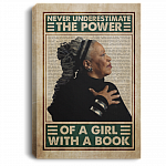 Toni Morris Never Underestimate the Power of A Girl with A Book Framed Canvas - Unframed Poster, White, 0.75'' Framed Canvas Toni Morris Never Underestimate the Power of A Girl with A Book Framed Canvas - Unframed Poster, White, 0.75'' Framed Canvas