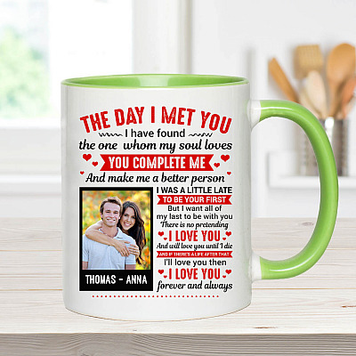 Alternative view of Personalized Photo The Day I Met You I Have Found The One Whom My Soul Loves Accent Coffee Mug - Custom Photo Mug