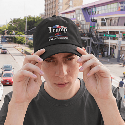 Alternative view of Trump 2024 Save America Again Twill Cap - Pro Trump MAGA Snapback Hat - Anti Biden Hat
