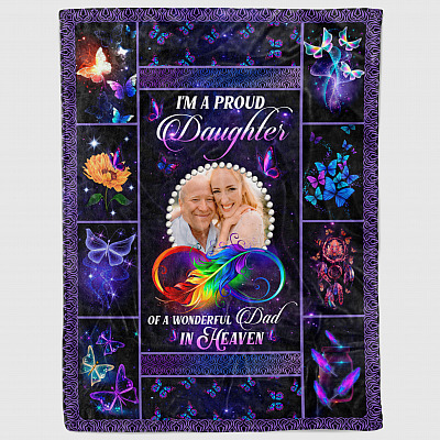 Alternative view of Personalized Photo I'm A Proud Daughter Of A Wonderful Dad In Heaven Fleece Blanket - Sherpa Blanket